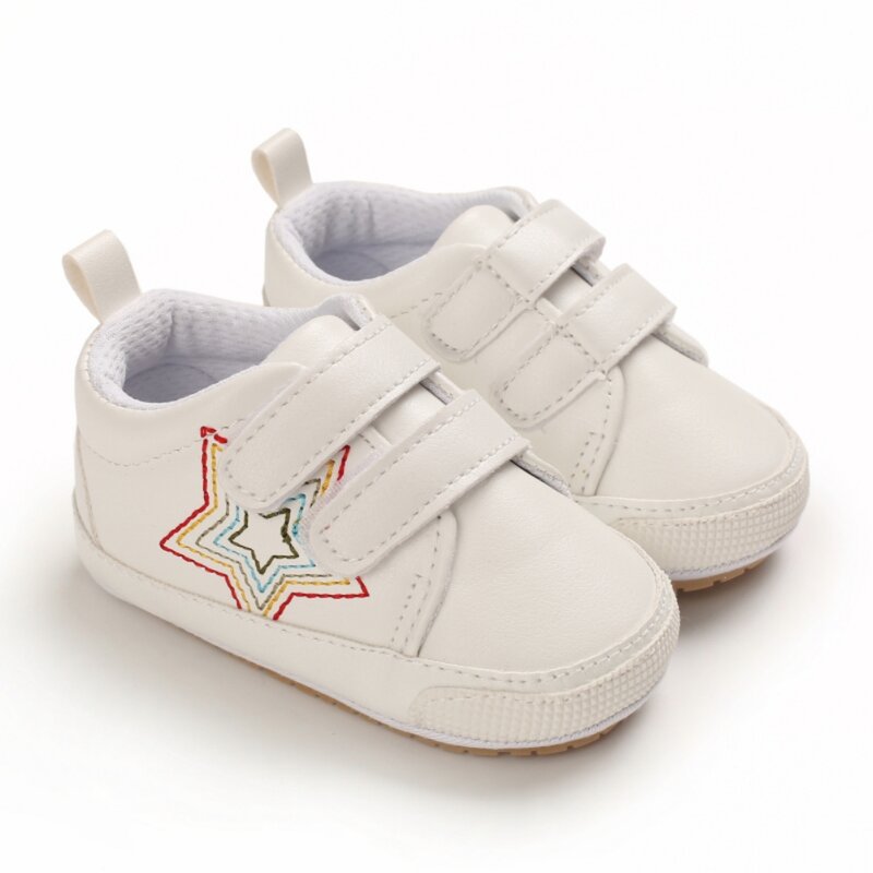 Moda princesa primeiro walker antiderrapante criança sapatos crianças bebê menina estrela sapatos casuais