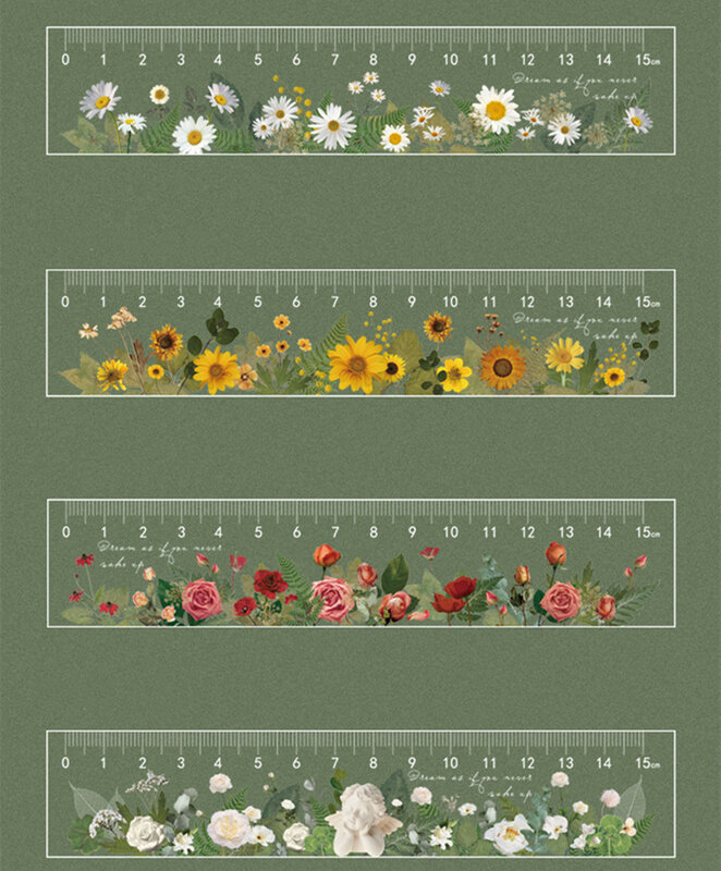 15Cm Daisy Rose Ruler Student Flower Rulers Multifungsi DIY Alat Menggambar Alat Ukur Perlengkapan Sekolah Kantor Gambar