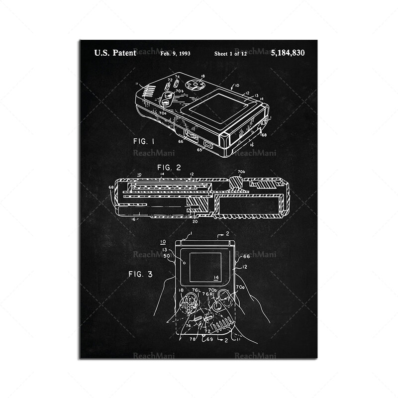 Video Spiel Kunst, Patent Typographic Poster, Gameboy, Video Game-Controller, Gamer Geschenke