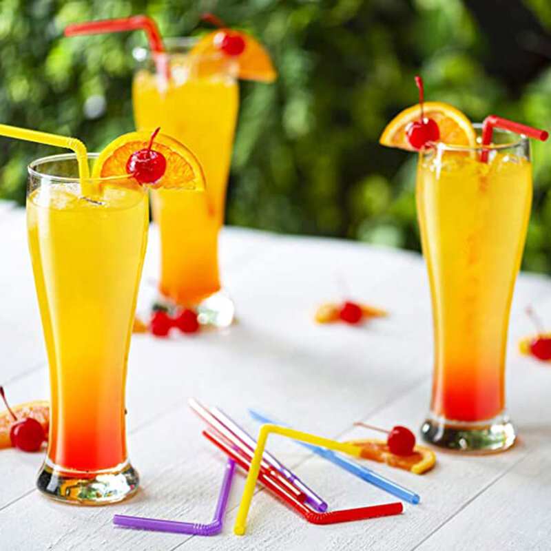 100 stücke Multicolor Strohhalme Lange Kunststoff Trinkhalme Für Party Hochzeiten Feiern Bar Saft Trinken Liefert