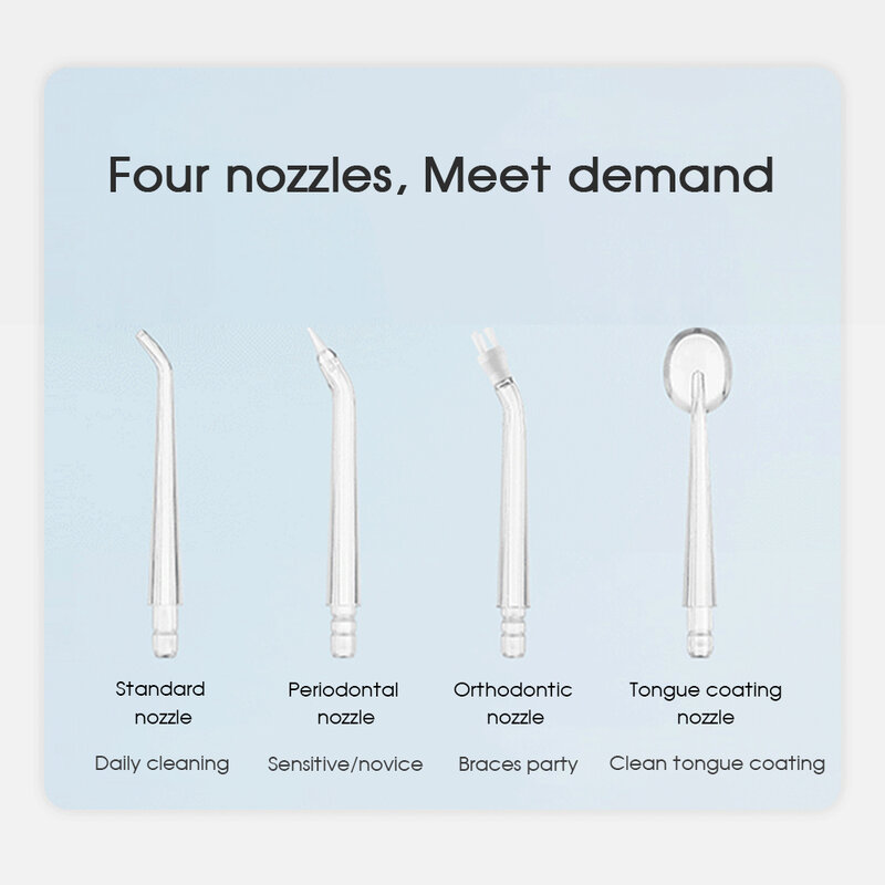 Boi 4 Nozel Diam Portabel Bahan Aman untuk Makanan Mini Oral Irigator Jet Air Gigi Perangkat Pembersih Pemutih Gigi