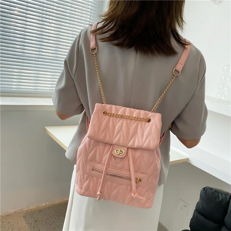 Small Backpack Women PU Leather Shoulder Bag For Teenage Girls Multi-Function Small Bagpack Female Ladies School Backpack Purse