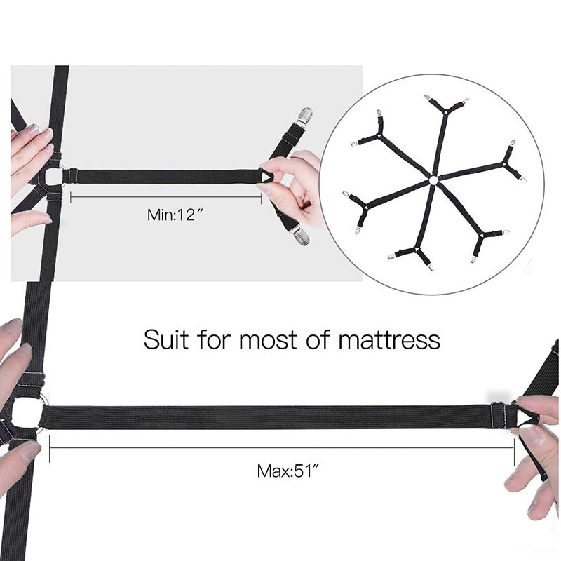 12 Clips Fixed Holder Adjustable Elastic Bed Sheet Holder Mattress Clip Fasteners Cover Blankets Non-Slip Fixing Strap Grippers