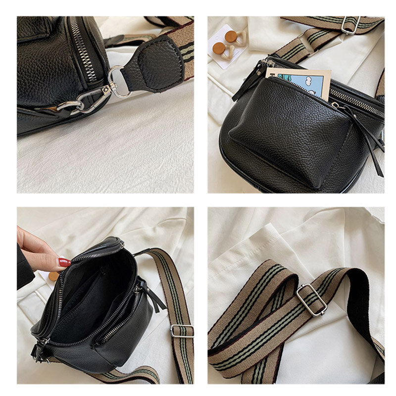 2021Designer Crossbody Bag Pu Leather Soft Messenger Bags For Ladies Zipper Wide Shoulder Strap Saddle Woman Bag Female Bags