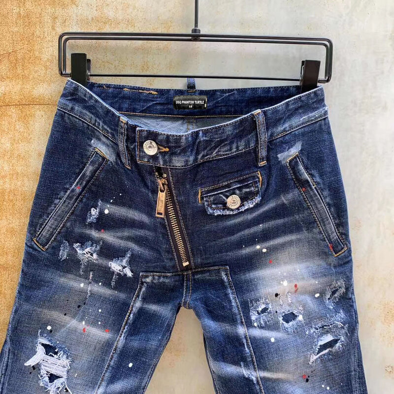 Новинка 2021, мужские узкие джинсы DSQ PHANTOM черепаха, базовые повседневные джинсовые брюки, женская брендовая одежда DSQ133