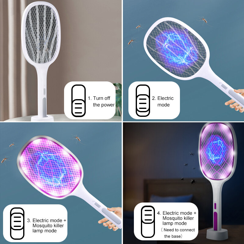 3 IN 1 10/6/4 LED Trap Mosquito Killer Lamp 3000V Electric Bug Zapper USB ricaricabile Summer Fly Swatter Trap mosche insetto
