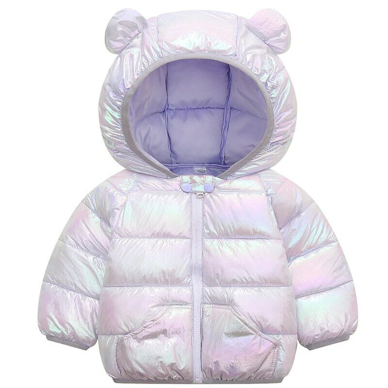 Roupas estofadas de algodão para bebê, roupas com desenho animado para baixo algodão acolchoado leve e fino, casaco de bebê para meninos e meninas
