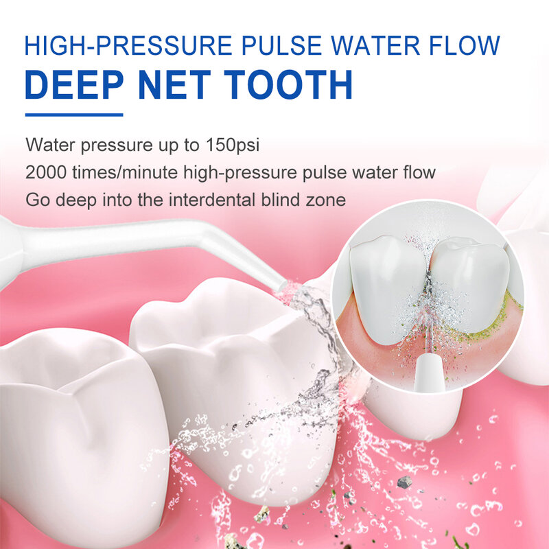 Boi display lcd tela usb recarregável 300ml tanque ipx7 portátil irrigador oral pulse flosser água dentes mais limpo jato dental