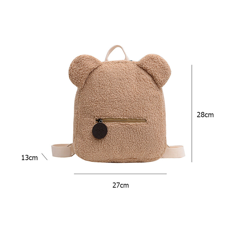 Mochila portátil de viaje para niños, morral de hombro con forma de oso, informal, de lana de cordero, para Otoño e Invierno