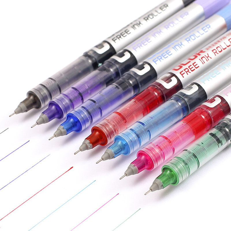 7pcs/set 0.38/ 0.5mm Simplicity color Large Gel Pen Needle type quick-drying straight liquid type ball pen color water Gel Pens