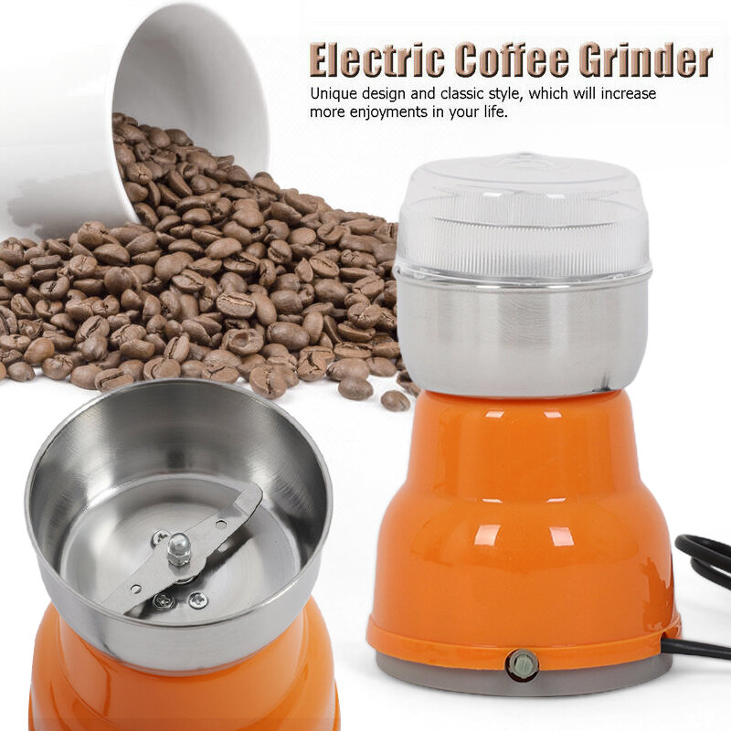 Moedor elétrico de aço inoxidável de café, grãos, especiarias, cereais, café, seco, alimentos, moedor máquina acessórios