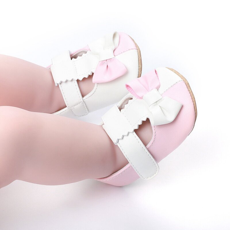 ทารกแรกเกิดเด็กผู้หญิงPUรองเท้าหนังรองเท้าแตะMoccs Bow Fringe Softรองเท้าลื่นรองเท้าเด็กทารกเด็กfirst Walkers