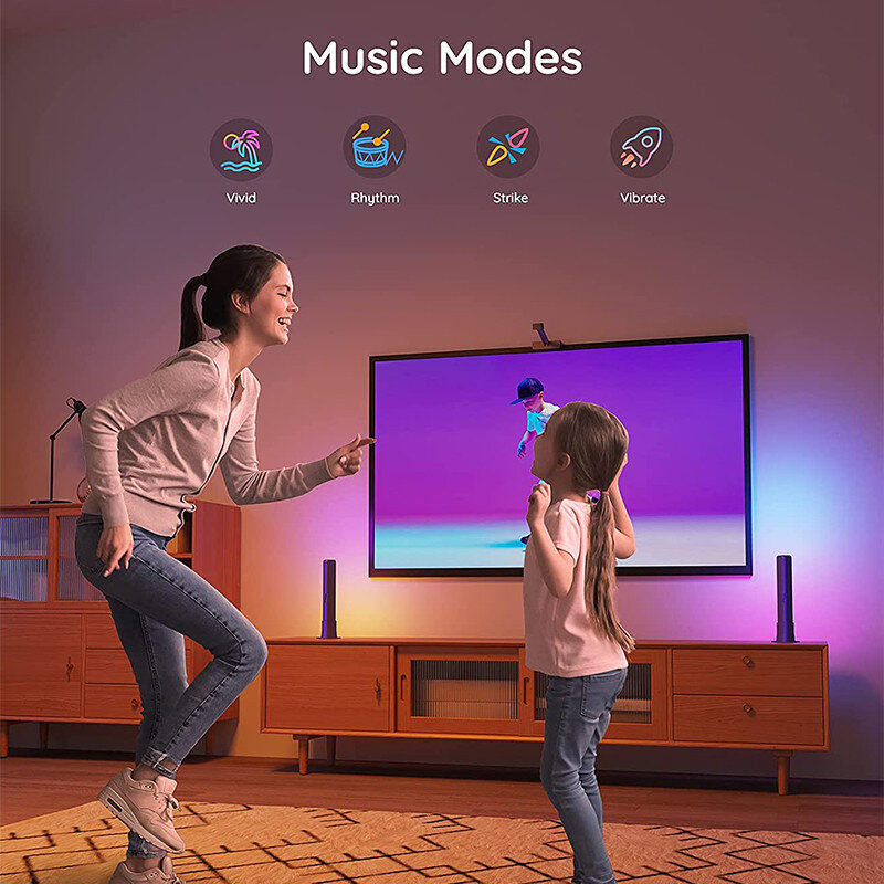 와이파이 스마트 LED 라이트 RGB 음악 블루투스 앰비언트 라이트 컴퓨터 픽업 데스크 램프 게임 TV 룸 장식 야간 조명 홈 장식
