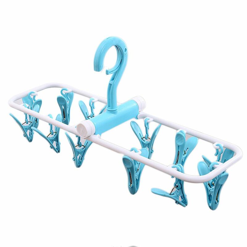 12 Clip Vouwen Droogrek Multi-Functionele Opvouwbare Ondergoed Sokken Clips Plastic Kleding Klemmen Hanger