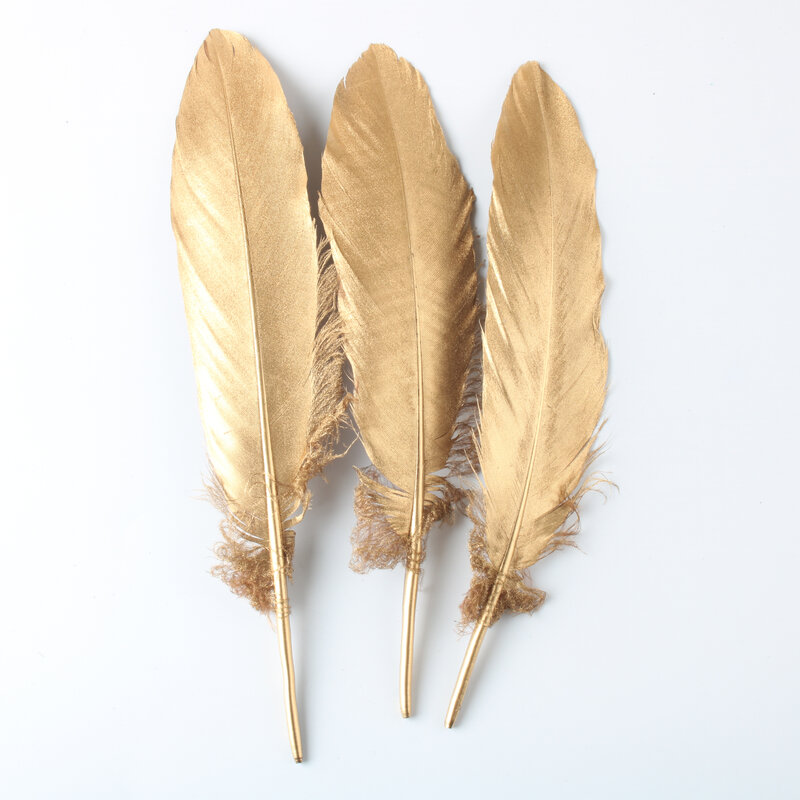 Оптовая продажа, гусиные перья утки, погруженные в золото, для рукоделия, 10-30 см/4-12 дюймов, натуральные перья фазана для изготовления украшен...
