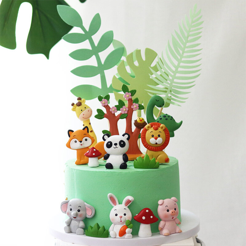 Décor de gâteau avec animaux en bois, Safari, Jungle, fête d'anniversaire, fournitures pour fête prénatale