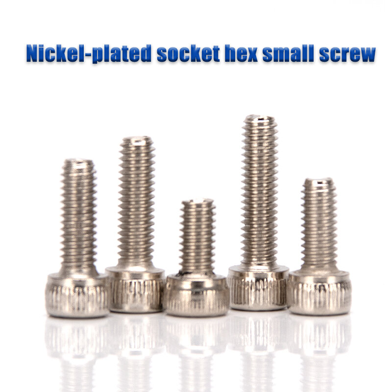 Nickel-plated Hex Hexagon Socket Head Screw M1.4 M1.6 Cap Head Screws Bolts Solid Fasteners Length 2mm-20mm