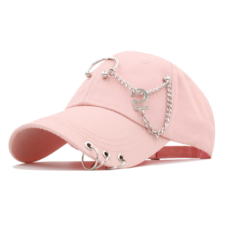 แฟชั่น Hip Hop หมวกกีฬาเบสบอลเกาหลี Creative แหวนเจาะ Snapback หมวก Solid Unisex ปรับพ่อกลางแจ้งหมวกท่องเที่ยว