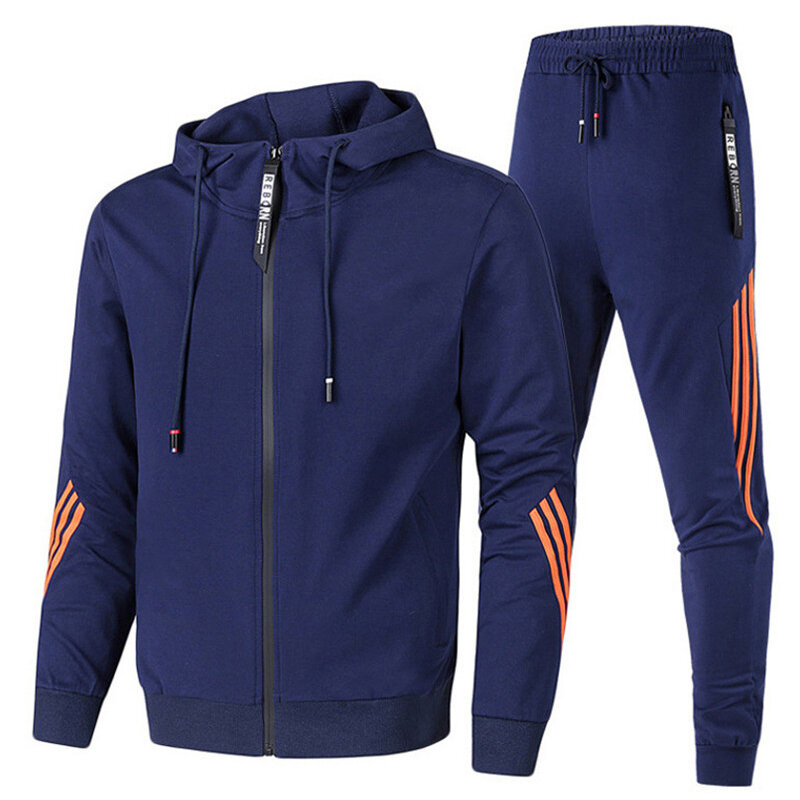 Pakaian Olahraga Bertudung 2021 Musim Gugur Baru 2 Cetak + Sweter Pullover Bertudung Setelan Kasual Pria Dapat Disesuaikan