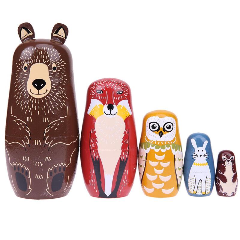 Muñecas rusas Matryoshka, juguetes creativos de tilo, oso, anidamiento de oreja, regalo ruso, estilo étnico tradicional, DIY