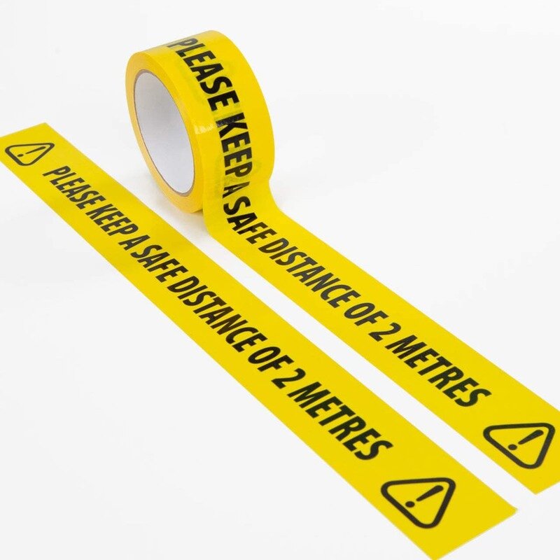 ANPWOO-Cinta de advertencia de aislamiento, amarilla, mantener 2 metros de distancia, señal de seguridad y llamativa, 33m x 48mm