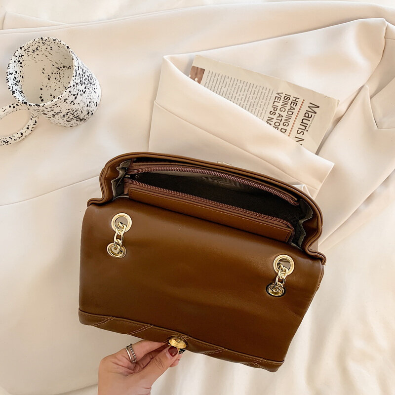 Borse da donna firmate di marca borse a tracolla di lusso borsa a tracolla con patta in tinta unita borsa a tracolla con filo nuovo Sac moda femminile