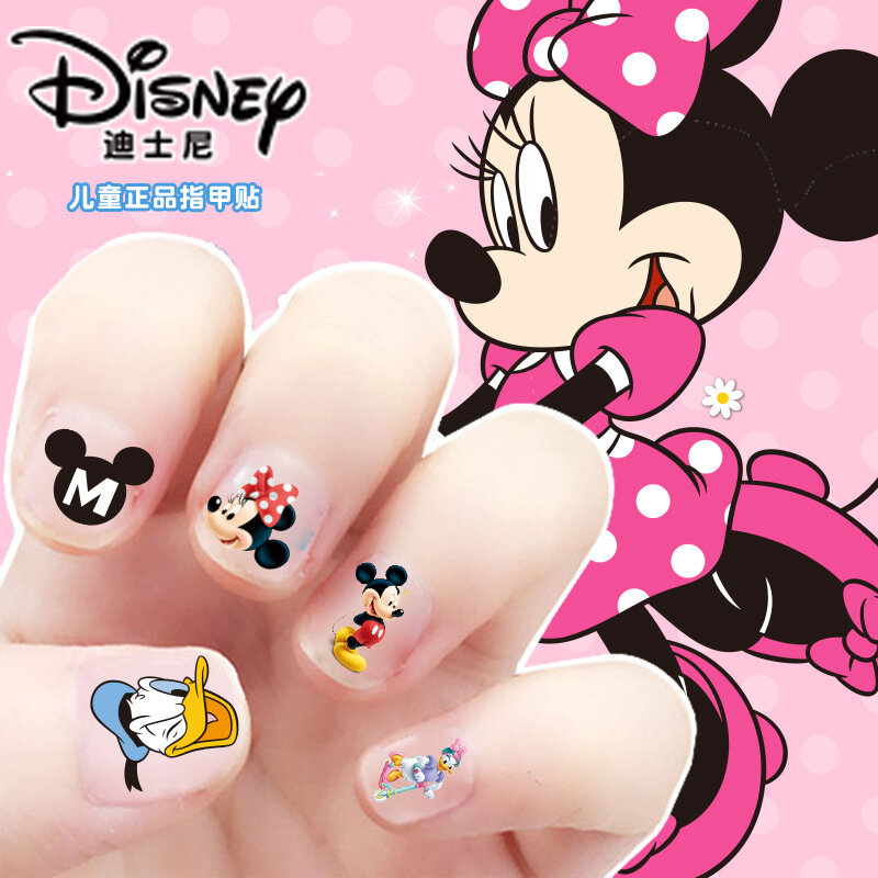 5pcs Disney Nail Stickers Princess Elsa Anna Makeup Toy Disney Snow White Princess Sofia Mickey Minnie Kids Sticker Frozen
