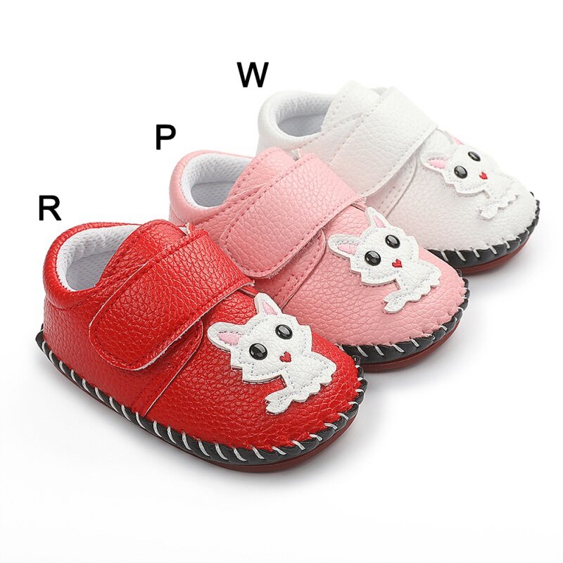 حذاء رياضي من جلد البولي يوريثان للأطفال حديثي الولادة ، غير قابل للانزلاق ، مع رسوم متحركة ، للأولاد والبنات