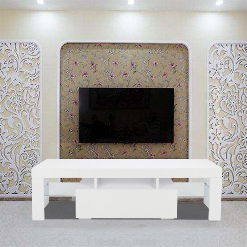 BUYTOO элегантный домашний Декор светодиодный ТВ-шкаф с Одним Выдвижным белым ящиком