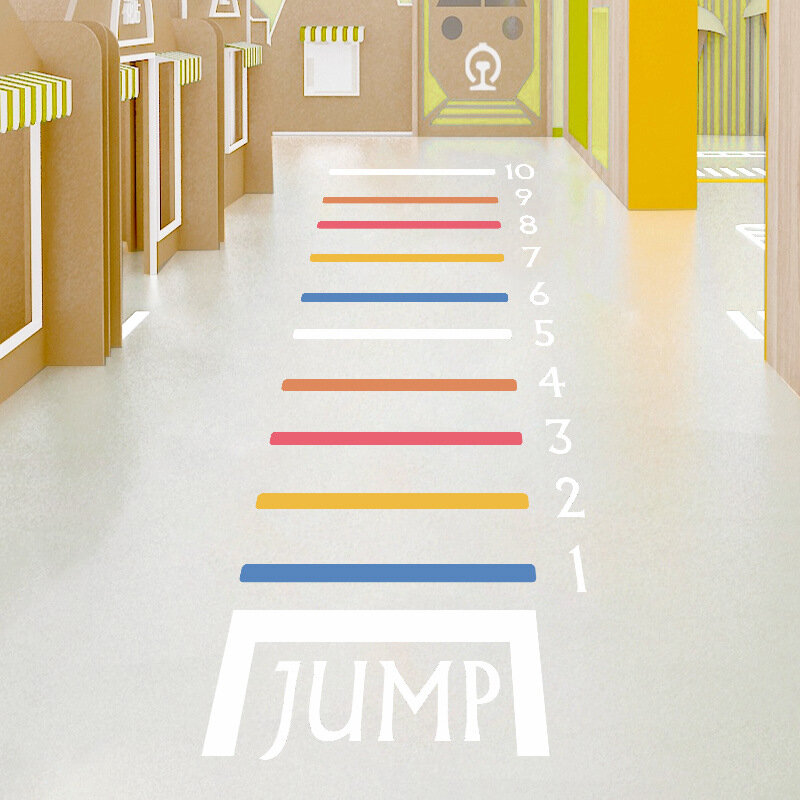 Kinderkamer Jump Game Muursticker Voor Kleuterschool Verwijderbare Cartoon School Game Nursery Muurtattoo