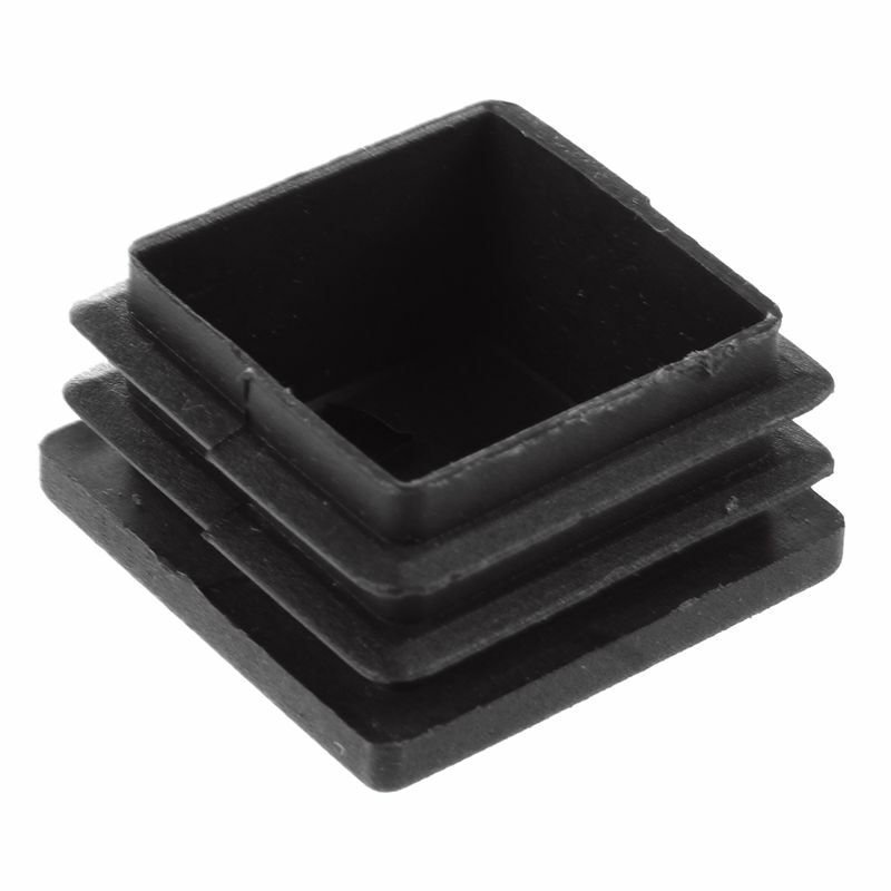 12pçs tampas de plástico com extremidade quadrada estriada preta de inserção de tubo
