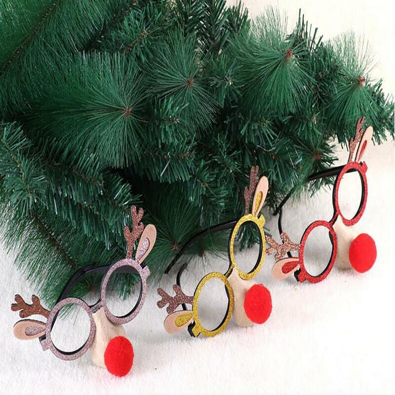 Kuuleeクリスマス子供の眼鏡フレーム枝角雪だるまフレームサンタクロース装飾クリスマスギフト子供メガネフレーム