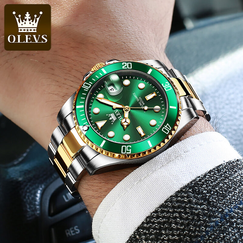 OLEVS-Reloj de pulsera de cuarzo para hombre, cronógrafo informal de negocios con fecha, deportivo, resistente al agua, nuevo