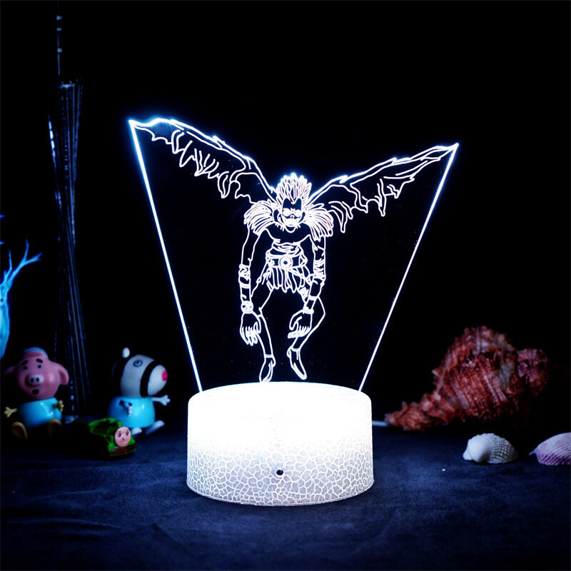 Veilleuse LED en forme de NOTE de mort en 3d, jouet pour enfants, avec télécommande, lampe de Table en acrylique, 7/16 couleurs, cadeau d'anniversaire