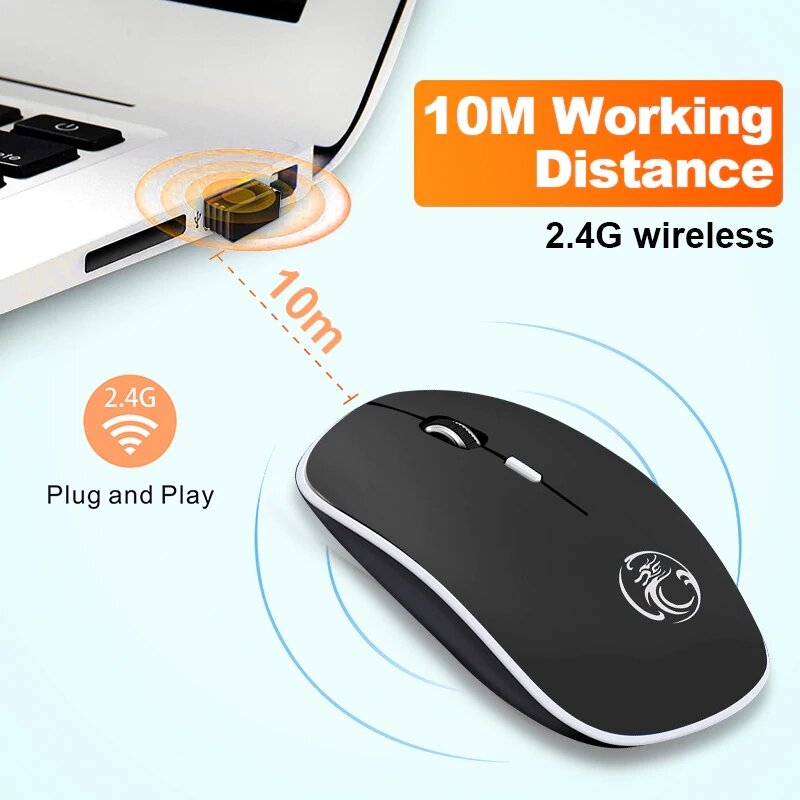 Mouse Wireless Mouse per Computer Wireless Mouse silenzioso ergonomico Mini PC Mause 2.4GHz Mouse ottico USB 1600DPI 4 pulsanti per Laptop