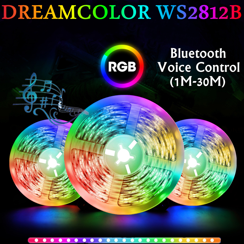 Taśmy LED RGB 5050 sterowanie Bluetooth WS2812B na podczerwień USB elastyczne światło z taśma diodowa 5V podświetlenie TV lamp1M2M3M4M5M30M