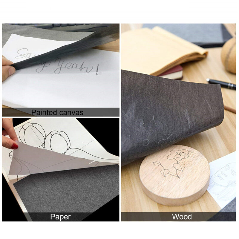 100 Sheet A4 Size Copy Carbon Paper Reusable Tracing Transfer Paper for Office School Home Canvas Wood Glass Metal Ceramic