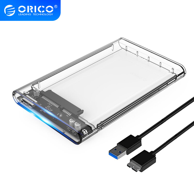ORICO 2139U3 القرص الصلب الضميمة 2.5 بوصة شفافة USB3.0 القرص الصلب الضميمة دعم بروتوكول UASP ل 7-9.5 مللي متر HDD