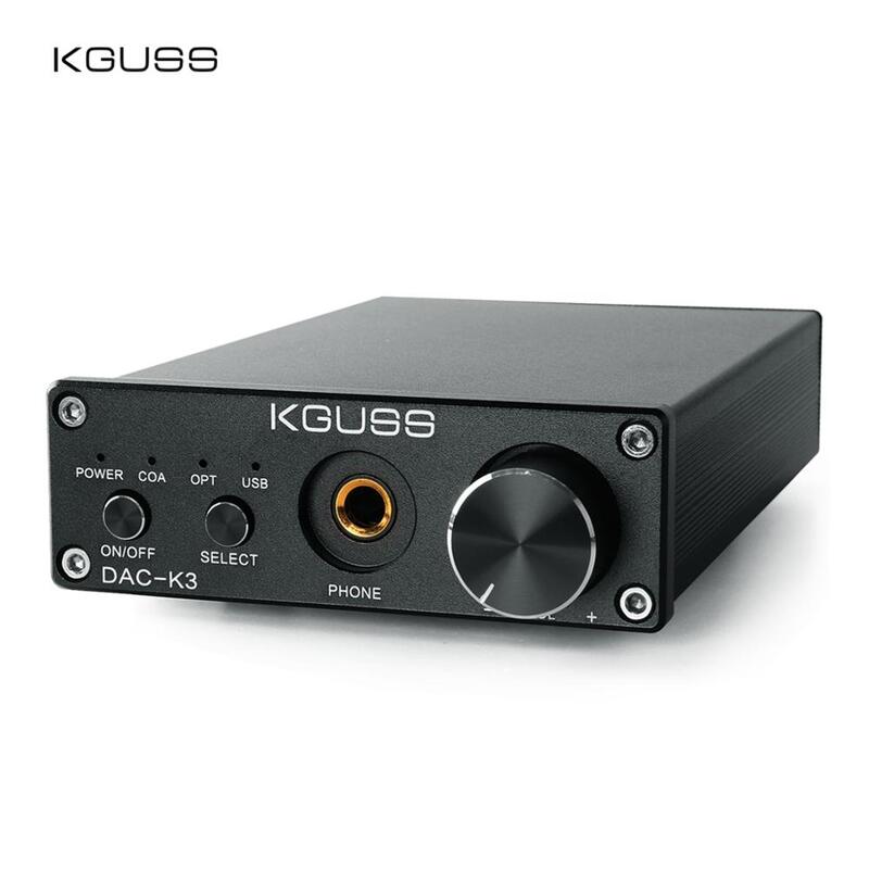 KGUSS DAC-K3 casque DAC ampli stéréo 2.0 canaux avec entrée coaxiale optique PC-USB et sortie RCA 6.35mm écouteur, DC 12V, US/EU