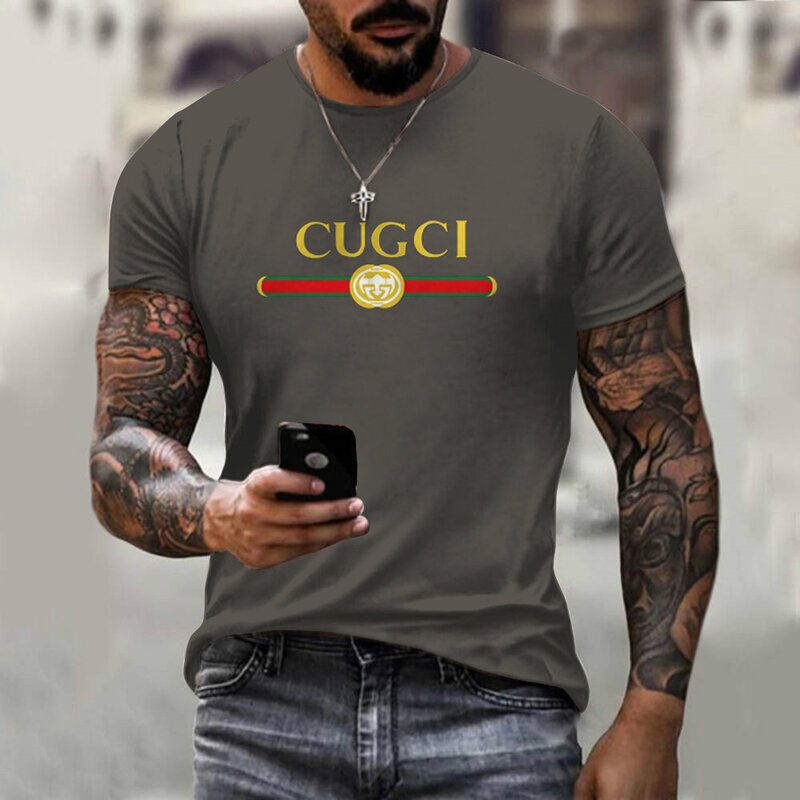 Camiseta de algodón con estampado de serie deportiva para hombre, camiseta informal de manga corta con cuello redondo, estilo callejero, a la moda, verano, 2021