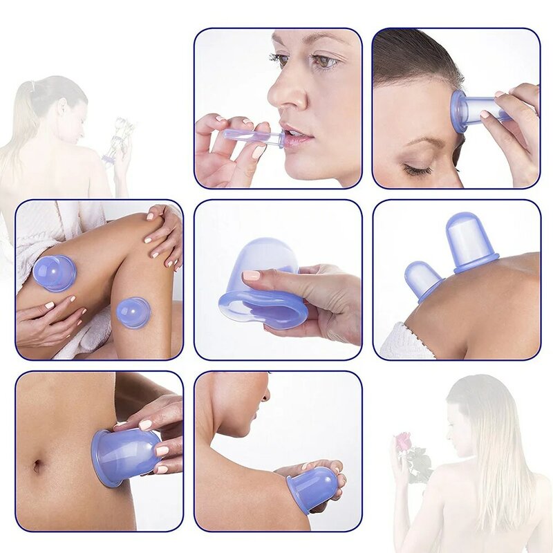Vácuo de silicone cupping anti celulite facial vácuo massagem ventosas corpo alívio da dor rolo manual ventosas terapia