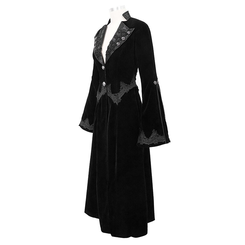 Casaco gótico feminino espesso, jaqueta sobretudo quente com fecho de botão para áreas externas cosplay
