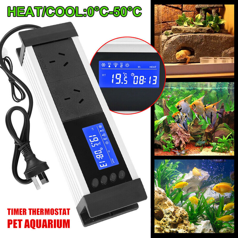 الزواحف ترموستات حوض السمك الذكية LCD مؤقت رقمي متحكم في درجة الحرارة الرقمية مع 3 أنواع من أجهزة الإنذار درجة الحرارة