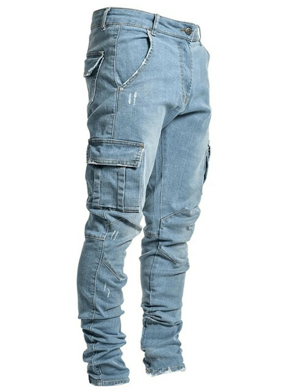 Novo bolso dos homens jeans casual calças de brim fino calças masculinas plus size calças de lápis denim jeans magros para homens