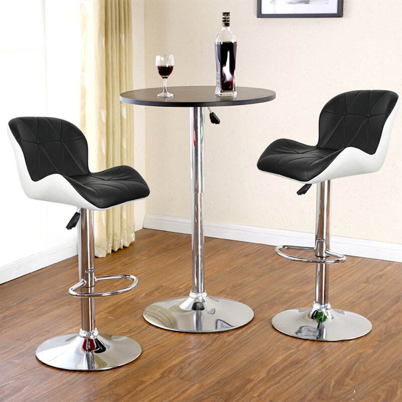 2Pcs/Set Bar Chair Leisure Leather Swivel Bar Stools Chairs Height Adjustable Pub Chair Home Office Kitchen Chair HWC