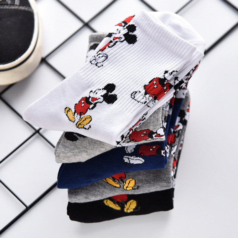 1 pair The New Disney Anime figure Summer Mickey Minnie mouse tube socks Cartoon casual xxx boy and girls Princess socks White