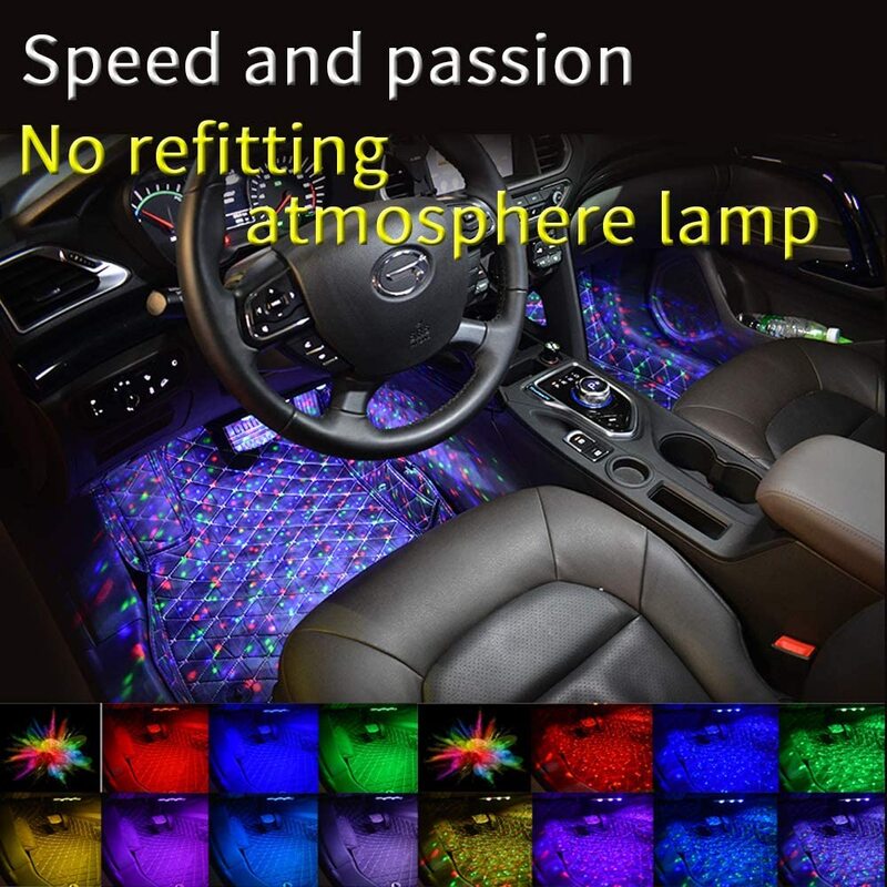 車のインテリアスターナイトライト車led Rgb周囲の光usb装飾照明ワイヤレスリモコン音楽制御車のフットライト 車のライト