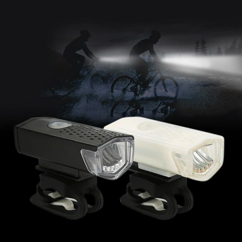 Luz LED para bicicleta recargable vía USB, faro delantero de 300 lúmenes, resistente al agua, luz trasera recargable