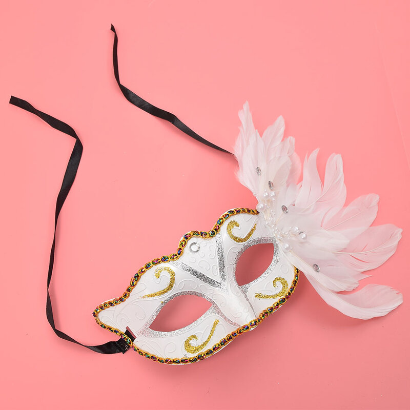 Masque de noël peint avec plumes pour Halloween, fête d'anniversaire