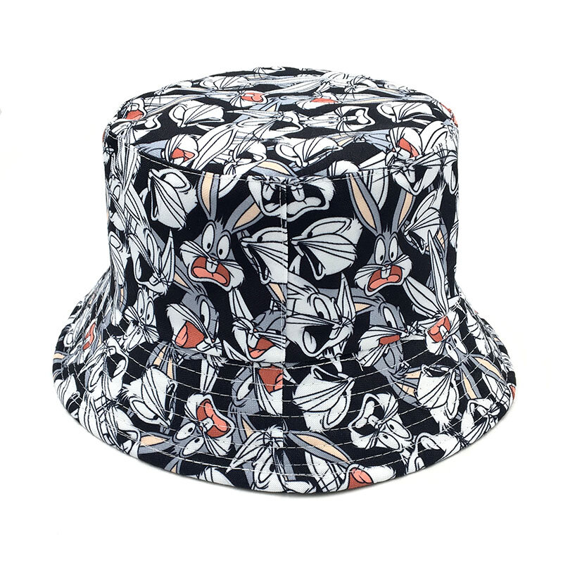 new Summer Rabbit print Bucket Hat for men women Fashion cotton reversible Bob Panama Sun hat beach fisherman hat